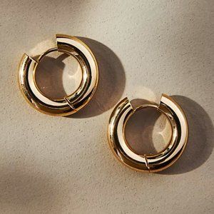 NEW~ Anthropologie Aleka Gold Huggie Hoop Earrings